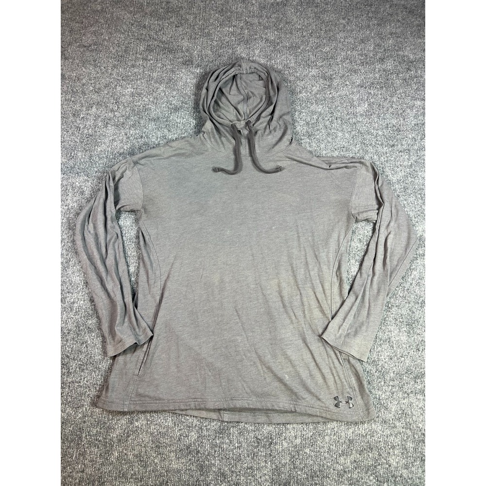Under Armour HeatGear Hooded Long Sleeve Shirt Women L Loose Gray Athleisure Gym